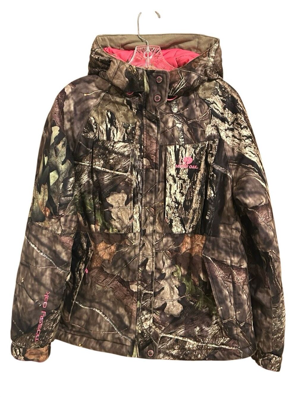 Mossy Oak Break Up Country Camo Fleece Hooded Jacket Womens M Pink Accent